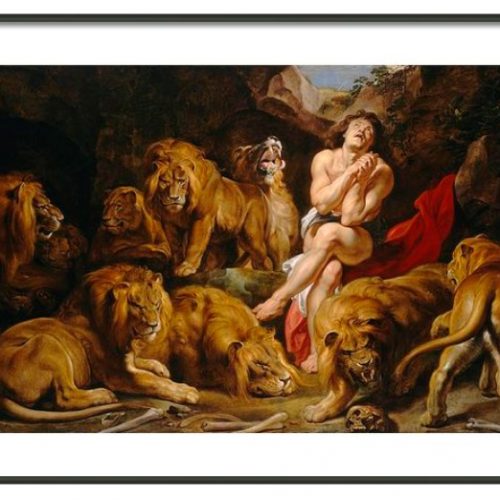 Daniel in the Lion's Den Painting Canvas Print Reproduction Wall Art